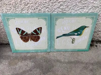 Vintage Style Butterfly & Bird Canvas Wall Art Set – 2 Piece