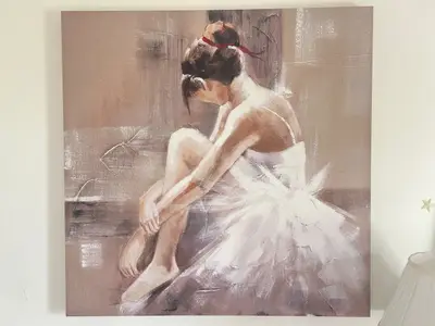 Elegant Ballerina Canvas Wall Art | Neutral Ballet Dancer Painting For Home Deco