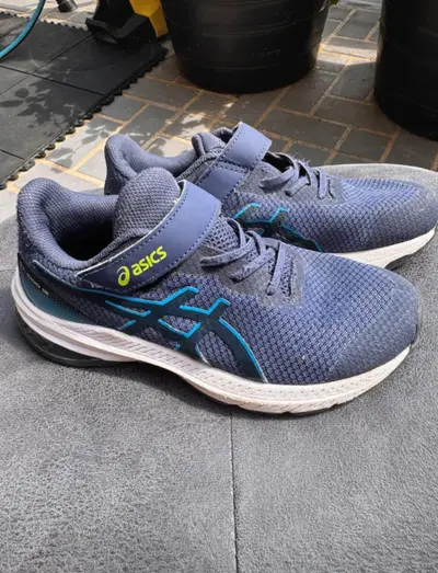 Asics Gt-1000 11 Kids Running Trainers UK 2 Eu 35 Blue Hook & Loop Shoes