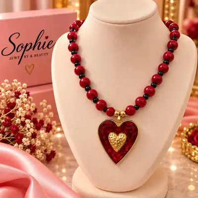 Sophie Jewelry Heart Necklace - Various Colors