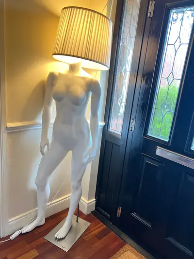 Modern Mannequin Floor Lamp With Pleated Shade – Unique Statement Decor Lamp